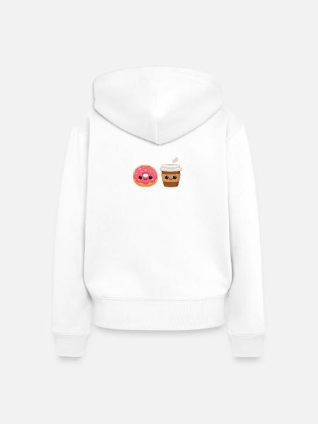 Donut- und Kaffeefreunde - Frauen Premium Bio Zip Hoodie - Weiß