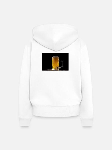 Bierkrug im Dunkel: Schaumschimmer - Frauen Premium Bio Zip Hoodie - Weiß