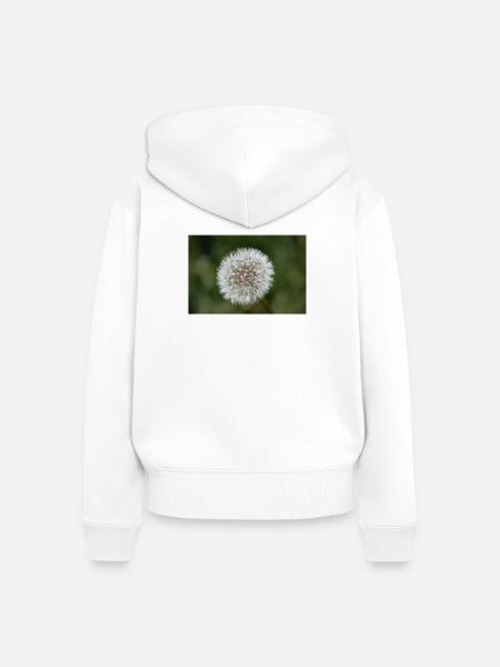 Nahaufnahme einer Pusteblume - Poster. - Frauen Premium Bio Zip Hoodie - Weiß