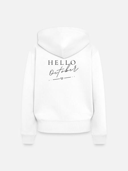 Hello October | Minimal Herbst Design - Frauen Premium Bio Zip Hoodie - Weiß