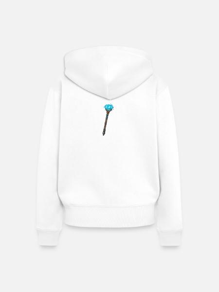 Magischer Kristallstab Blau - Frauen Premium Bio Zip Hoodie - Weiß