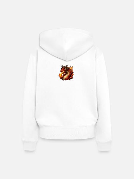 Flammen-Drachenwirbel - Frauen Premium Bio Zip Hoodie - Weiß
