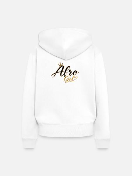 Afro-Mädchen-Goldkrone - Frauen Premium Bio Zip Hoodie - Weiß