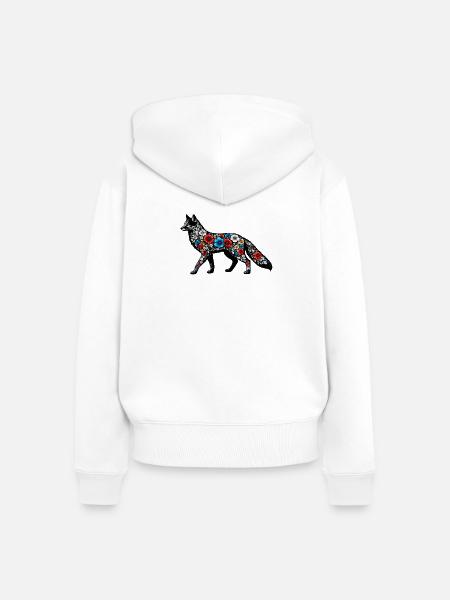 Blütenfuchs Silhouette - Frauen Premium Bio Zip Hoodie - Weiß