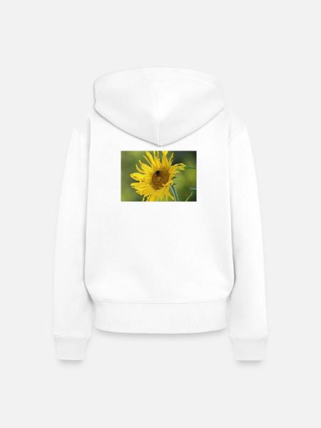 Sonnenblumen mit Hummel - Frauen Premium Bio Zip Hoodie - Weiß