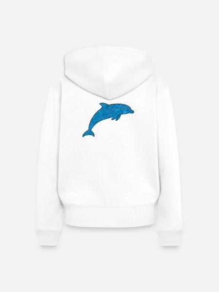 Delfin_blau - Frauen Premium Bio Zip Hoodie - Weiß