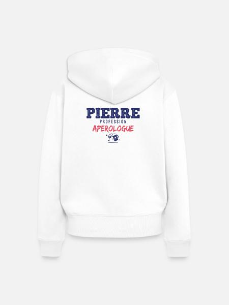 Pierre Aperologue – Lustiges Geschenk - Frauen Premium Bio Zip Hoodie - Weiß