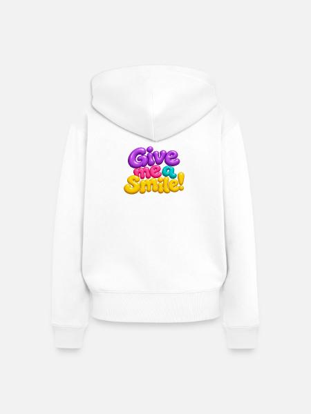 Schenk mir ein Lächeln! - Frauen Premium Bio Zip Hoodie - Weiß