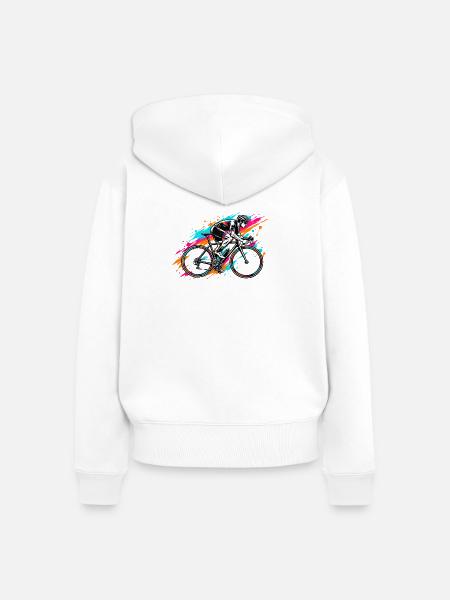 Neon-Splash Radfahrer - Frauen Premium Bio Zip Hoodie - Weiß