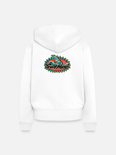 Surf More Retro Surf-Design - Frauen Premium Bio Zip Hoodie - Weiß