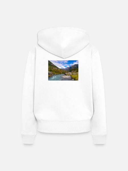 Wilde Natur Norwegens - Frauen Premium Bio Zip Hoodie - Weiß