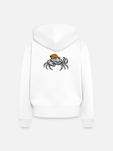 Krabbe mit gelber Mütze - Frauen Premium Bio Zip Hoodie - Weiß