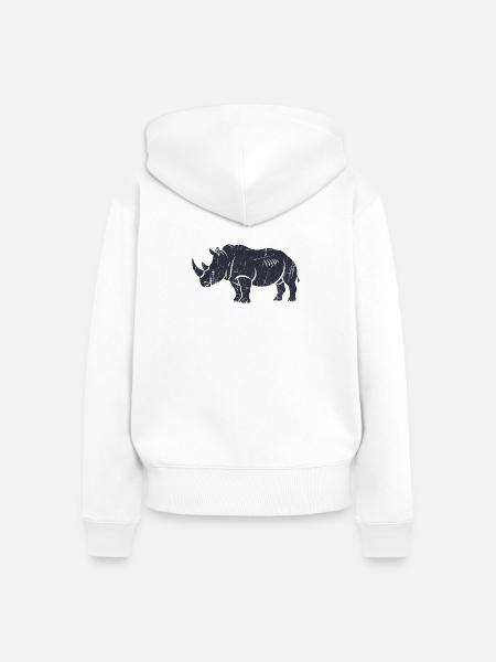 Sternen-Nashorn mit Galaxy-Hintergrund - Frauen Premium Bio Zip Hoodie - Weiß