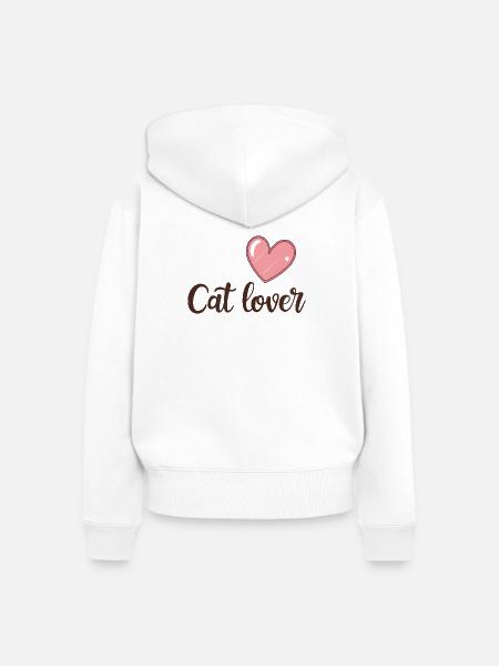 Helles rosa Herz für Katzenliebhaber - Frauen Premium Bio Zip Hoodie - Weiß