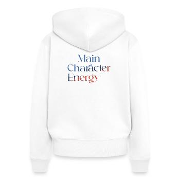 Main Character Energy colorful smilie - Women's Premium Organic Zip Hoodie - white - Back - AI Model Female 172 light (172cm)