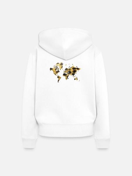 Weltkarte Tiermuster - Frauen Premium Bio Zip Hoodie - Weiß