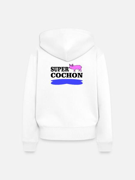 SUPER-PIG - Frauen Premium Bio Zip Hoodie - Weiß