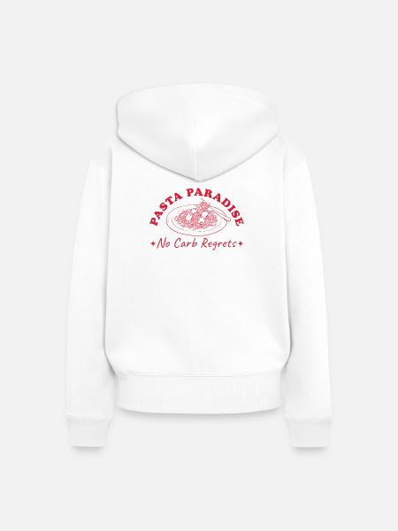 Pasta Paradise Retro Spaghtetti mit Hackbällchen - Frauen Premium Bio Zip Hoodie - Weiß