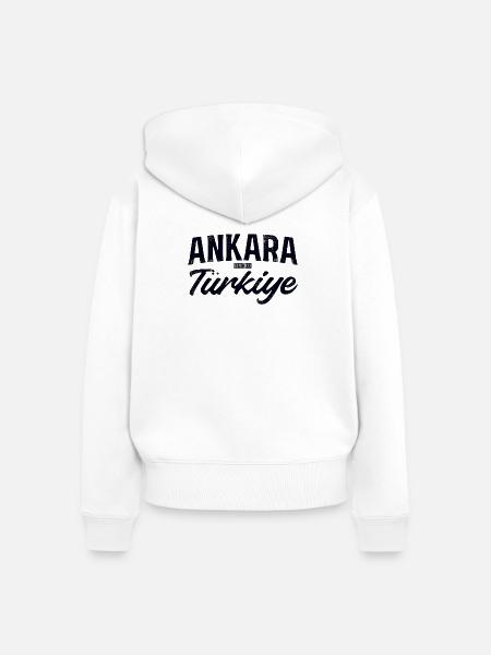Ankara Turkiye Schriftlogo - Frauen Premium Bio Zip Hoodie - Weiß