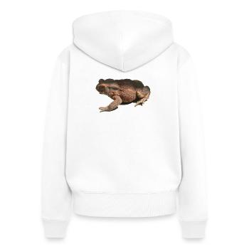crapaud - Sweat à capuche zippé Premium bio Femme - blanc - Dos - AI Model Female 172 light (172cm)