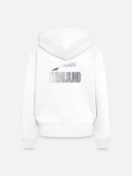 Stralsund Möwe & Moin Ostsee - Frauen Premium Bio Zip Hoodie - Weiß