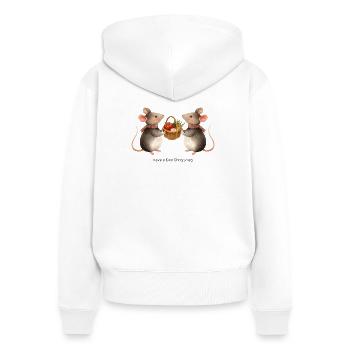 Süße Niedliche Mäuse – Have a Kind Christmas - Frauen Premium Bio Zip Hoodie - Weiß - Hinten - AI Model Female 172 light (172cm)