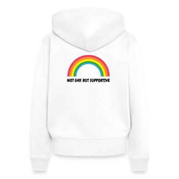 Not Gay But Supportive – Retro Regenbogen - Frauen Premium Bio Zip Hoodie - Weiß - Hinten - AI Model Female 172 light (172cm)