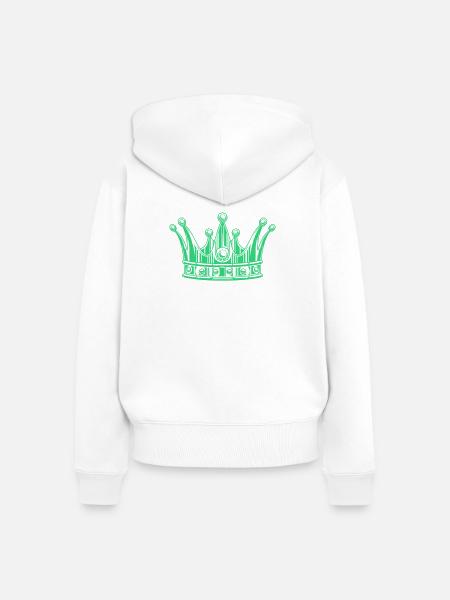 Krone - Frauen Premium Bio Zip Hoodie - Weiß