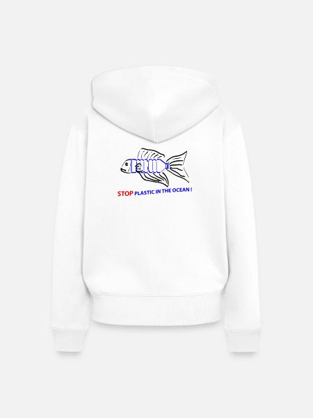 Fisch und Plastik - Frauen Premium Bio Zip Hoodie - Weiß