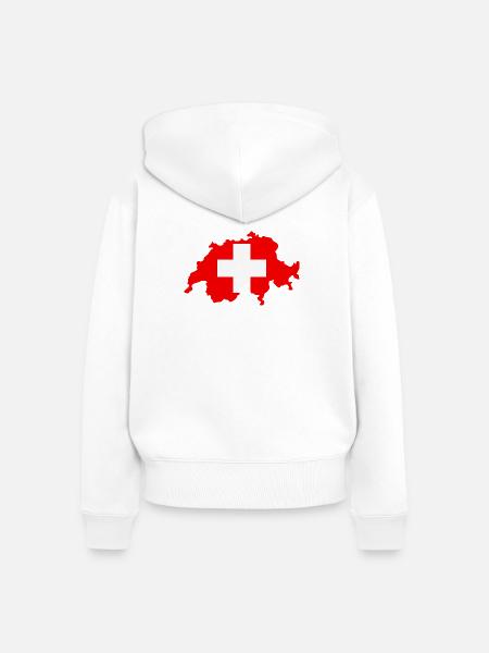 Schweizer Karte mit Flagge - Frauen Premium Bio Zip Hoodie - Weiß