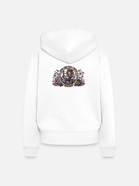 Frauenkraft mit Bogen - Frauen Premium Bio Zip Hoodie - Weiß