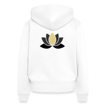 Edle Lotusblume Spa Wellness - Frauen Premium Bio Zip Hoodie - Weiß - Hinten - AI Model Female 172 light (172cm)