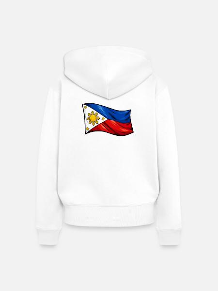 Philippinen Flagge Karikatur - Frauen Premium Bio Zip Hoodie - Weiß