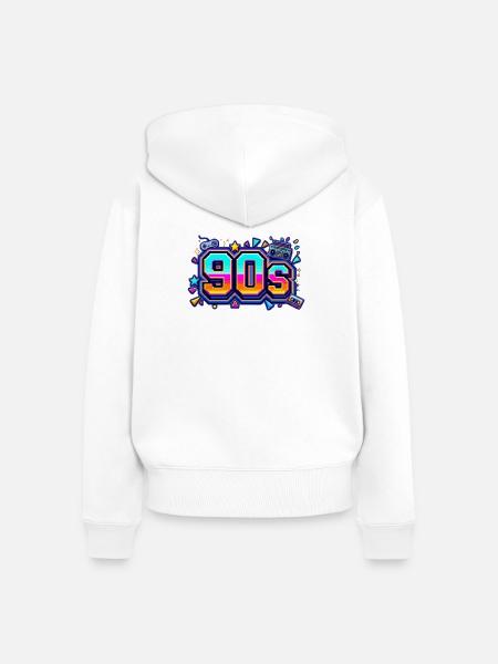 Retro 90er Neon-Pop Design - Frauen Premium Bio Zip Hoodie - Weiß