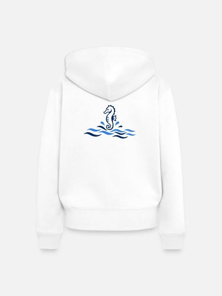 Minimalistisches Seepferdchen - Frauen Premium Bio Zip Hoodie - Weiß