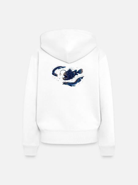 Kosmos-Blauer Sternenfisch - Frauen Premium Bio Zip Hoodie - Weiß