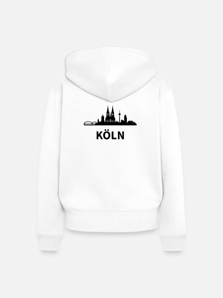 Skyline Köln - Frauen Premium Bio Zip Hoodie - Weiß