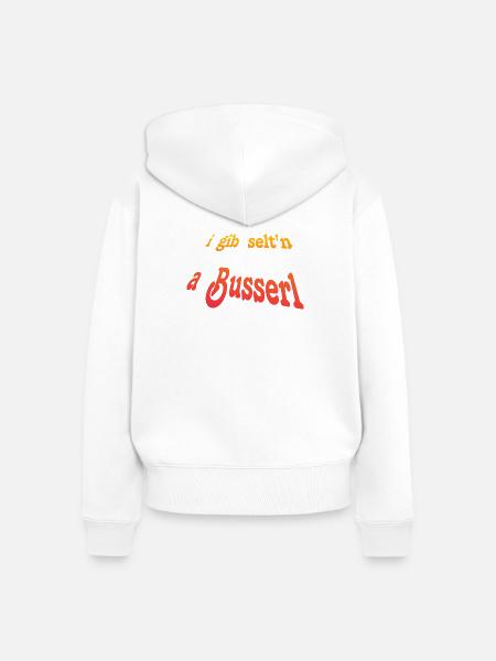 i_gib_selten_a_Busserl - Frauen Premium Bio Zip Hoodie - Weiß