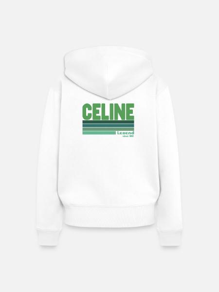 Céline-grüne Legende - Frauen Premium Bio Zip Hoodie - Weiß
