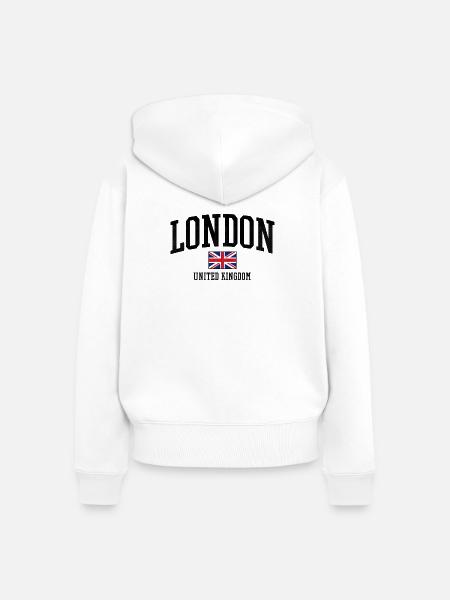 London Distressed Union Flag Graphic - Frauen Premium Bio Zip Hoodie - Weiß