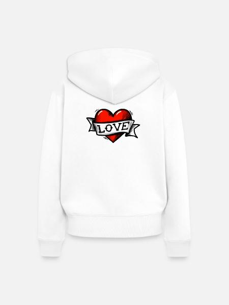 Herz - Band - Love - Frauen Premium Bio Zip Hoodie - Weiß