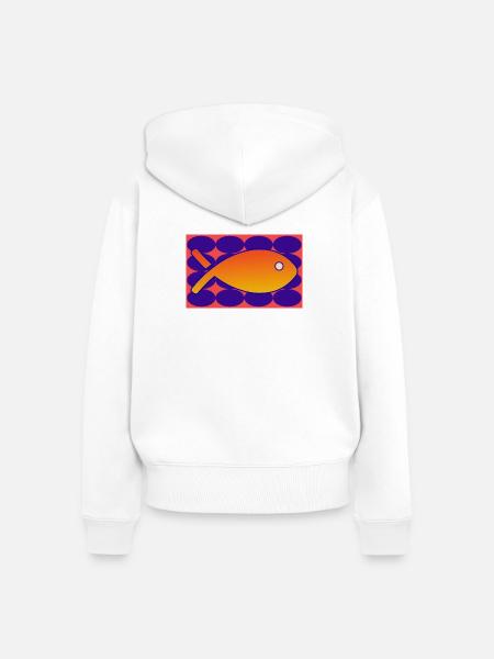 FISCH - Frauen Premium Bio Zip Hoodie - Weiß