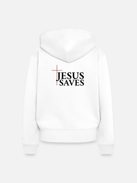 Jesus Rettet - Frauen Premium Bio Zip Hoodie - Weiß