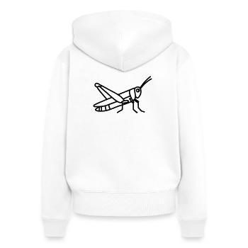 sauterelle - Sweat à capuche zippé Premium bio Femme - blanc - Dos - AI Model Female 172 light (172cm)