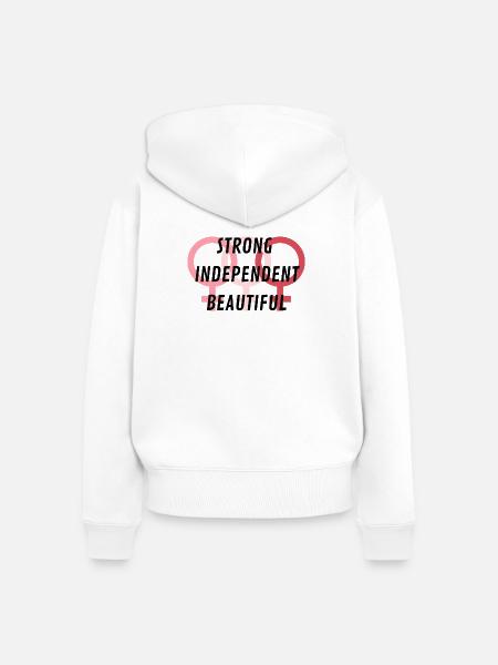 Stark Unabhängig Wunderschön - Frauen Premium Bio Zip Hoodie - Weiß