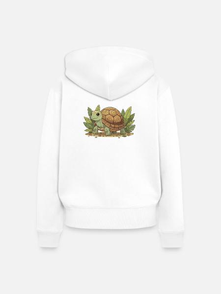 Kuscheltier-Schildkröte im Dschungel - Frauen Premium Bio Zip Hoodie - Weiß