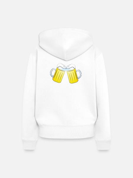 anstoßende Bierkrüge - Frauen Premium Bio Zip Hoodie - Weiß