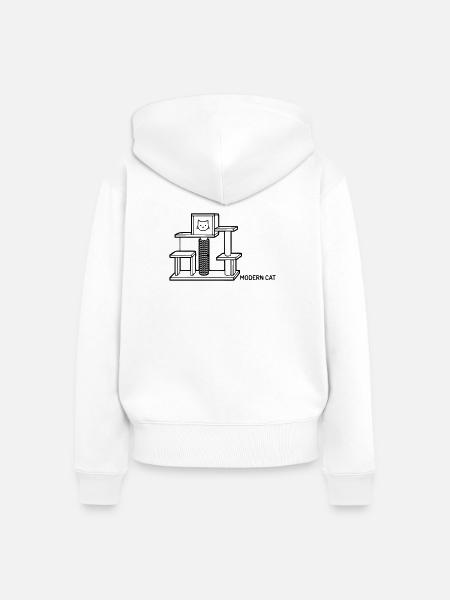Kratzbaum Katze Logo - Frauen Premium Bio Zip Hoodie - Weiß