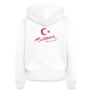 Atatürk Türkei Design – Stolz & Inspiration - Frauen Premium Bio Zip Hoodie - Weiß - Hinten - AI Model Female 172 light (172cm)