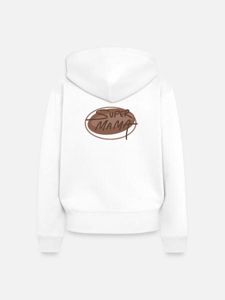 Super Mama - Frauen Premium Bio Zip Hoodie - Weiß